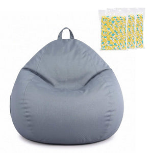 Artiss Outdoor Bean Bag Chair in grey polyester with a rounded teardrop shape, stitched seams and top carry handle