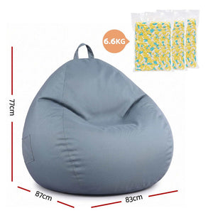 Artiss Outdoor Bean Bag Chair in grey polyester, with a teardrop shape, carry handle and shredded foam filler packs