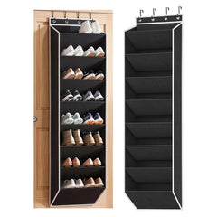 Artiss Over-Door Shoe Organiser – 8-Tier Fabric Hanger Rack, 168cm, 2-Pack (Black)
