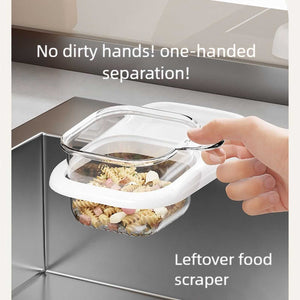 Ash self-designed Sink Drain Basket in clear plastic with white rim and lid, detachable bowl and one-handed scraper handle