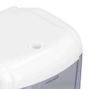Automatic Soap Dispenser with a white plastic top, translucent smoky-grey reservoir and recessed dispensing nozzle