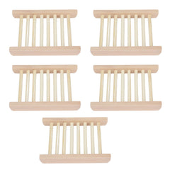 Bamboo Soap Dish – Waterproof, Anti-Slip, Drainage Design, Pack of 5
