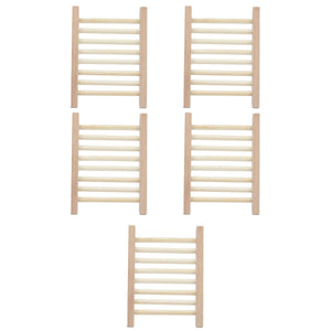 Bamboo Soap Dish set of five natural light-brown bamboo racks with parallel slats and open drainage gaps