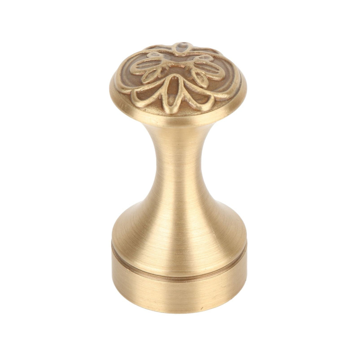 Bathroom Towel Hook Copper in a brass-gold finish, with a flared pedestal shape and ornate floral relief top.