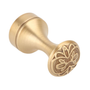 Bathroom Towel Hook Copper with a brushed gold-toned finish, rounded wall mount and ornate floral-patterned cap.