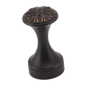 Bathroom Towel Hook Copper shown as a dark bronze wall-mounted knob with a raised floral pattern and rounded base.