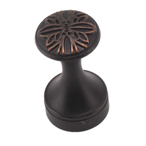 Bathroom Towel Hook Copper with dark bronze finish, round floral embossed face and sturdy decorative pedestal shape.