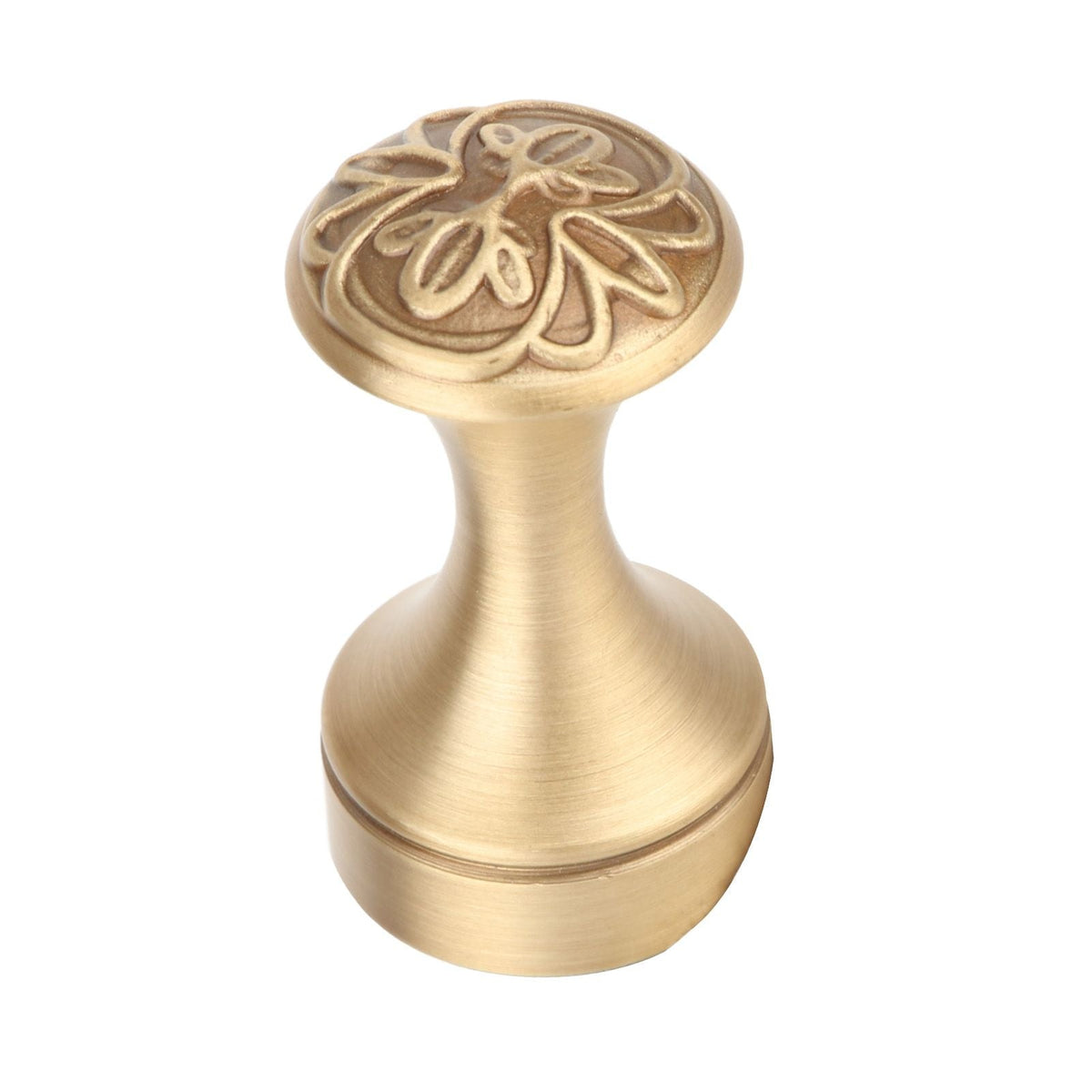 Bathroom Towel Hook Copper with a gold-toned finish, rounded pedestal shape and raised floral pattern on top