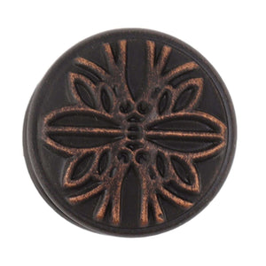 Bathroom Towel Hook Copper with a dark bronze-copper finish, round backplate, and raised floral pattern