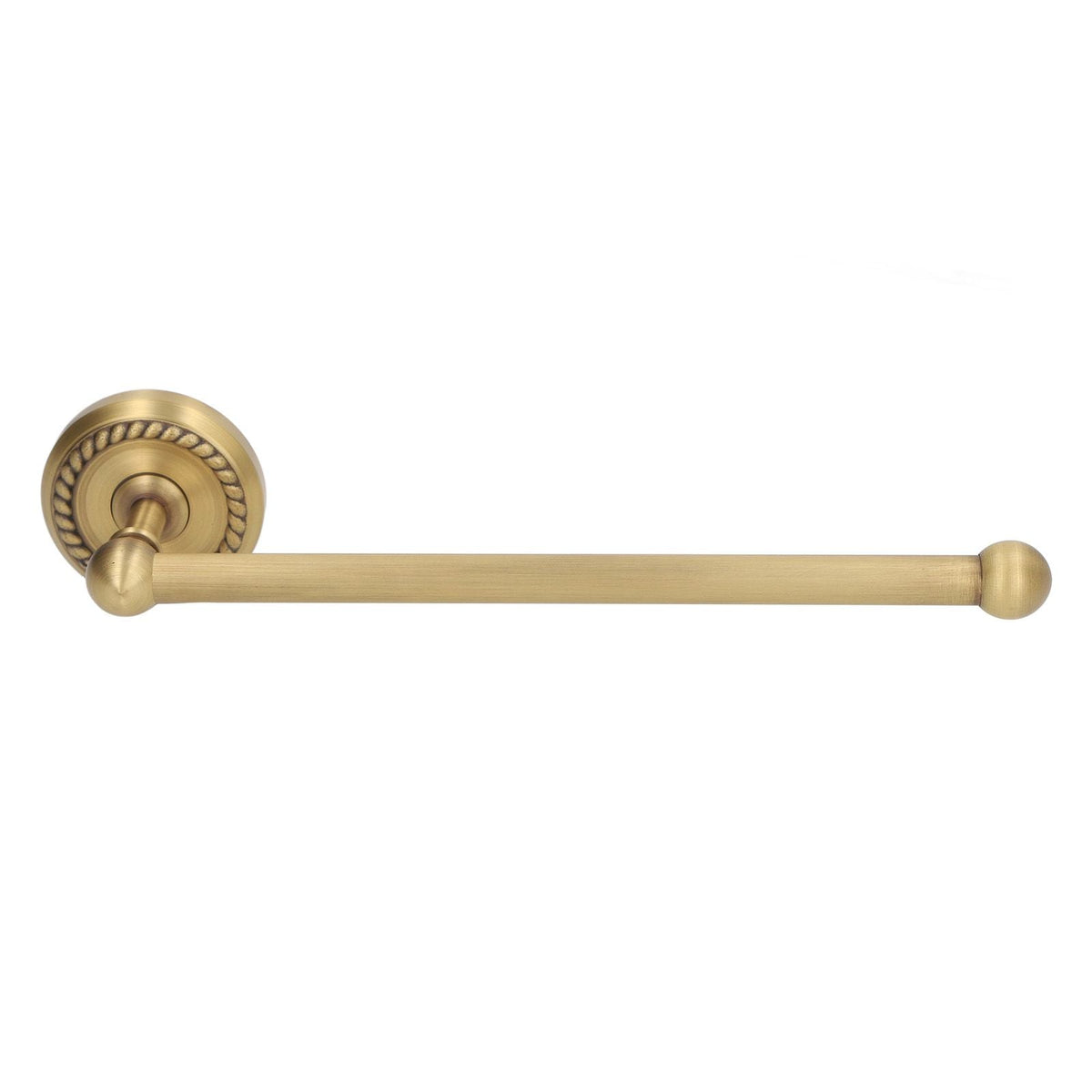 Bathroom Towel Rack Vintage Copper with an antique brass-gold finish, smooth straight bar and ornate circular wall mount