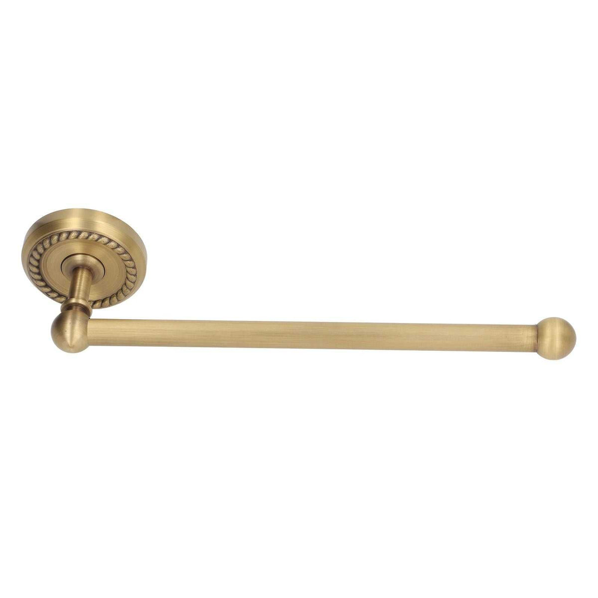 Bathroom Towel Rack Vintage Copper in a warm brushed brass tone, with a straight bar, round finial and ornate circular mount