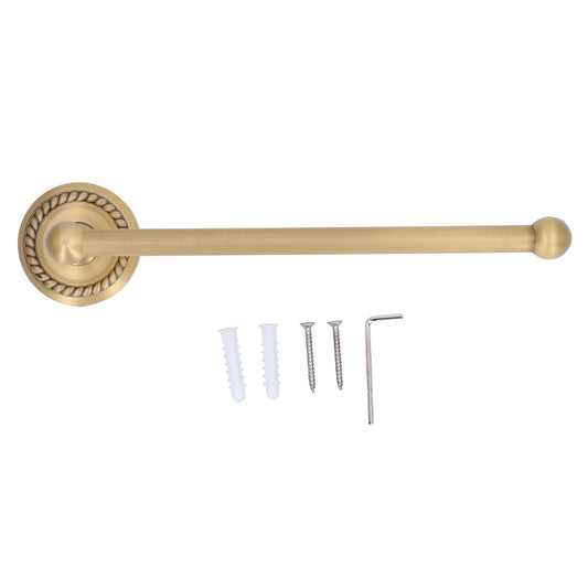 Bathroom Towel Rack Vintage Copper single towel bar in warm gold-toned metal with a decorative braided circular mount and rounded end