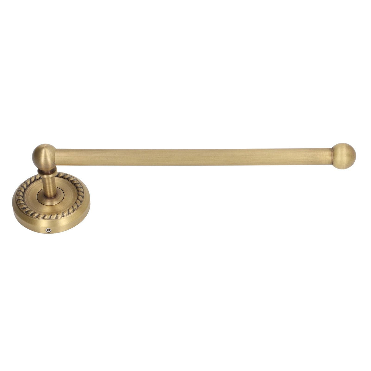 Bathroom Towel Rack Vintage Copper bar with a smooth gold-toned finish, round decorative mount and ball end