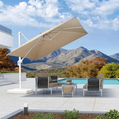 Beige Cantilever Outdoor Umbrella 3 x 4m – 360° Rotation