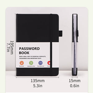 Black Address Book with a smooth black hardcover, elastic closure band, side pen loop and compact B6 shape