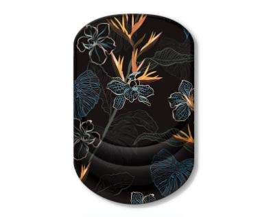 Ergonomic mouse pad with Black Flower Pattern, black surface featuring colorful outlined flowers and raised wrist rest