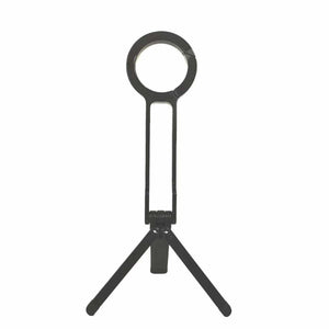 Black Magnetic Phone Stand with a matte black finish, circular magnetic ring, and slim foldable tripod legs