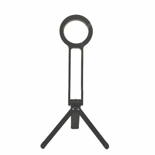 Black Magnetic Phone Stand with a matte black finish, circular magnetic ring, and slim foldable tripod legs