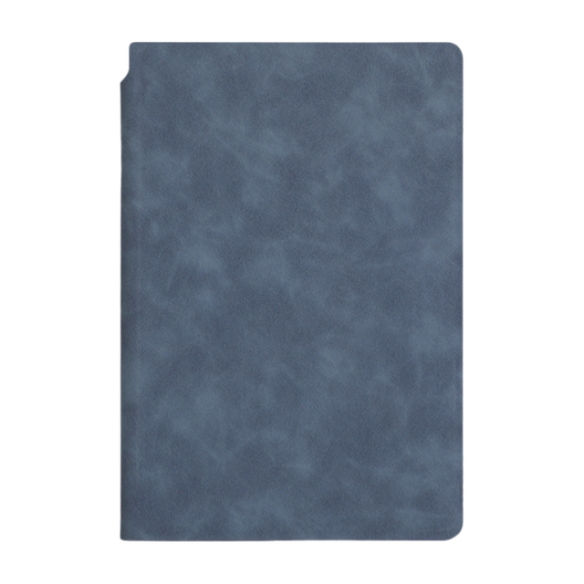 Reusable whiteboard notebook with Blue A4 PU Leather cover, showing a solid blue mottled finish and rounded corners.