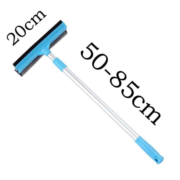 Blue Home Window Cleaner with a silver adjustable handle and dual-sided blue sponge and black rubber blade head