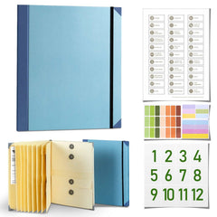 Blue Important Document Organiser Folder with 10 Manila Envelopes