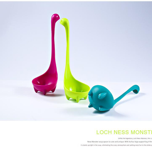 Blue Nessie Ladle in glossy teal nylon, shaped like a Loch Ness monster with a rounded bowl and long tail handle