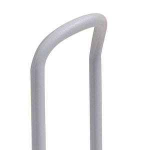 Bowl Organizer Multiple Functional, grey plastic dish organiser with a tall curved carry handle and slim upright frame
