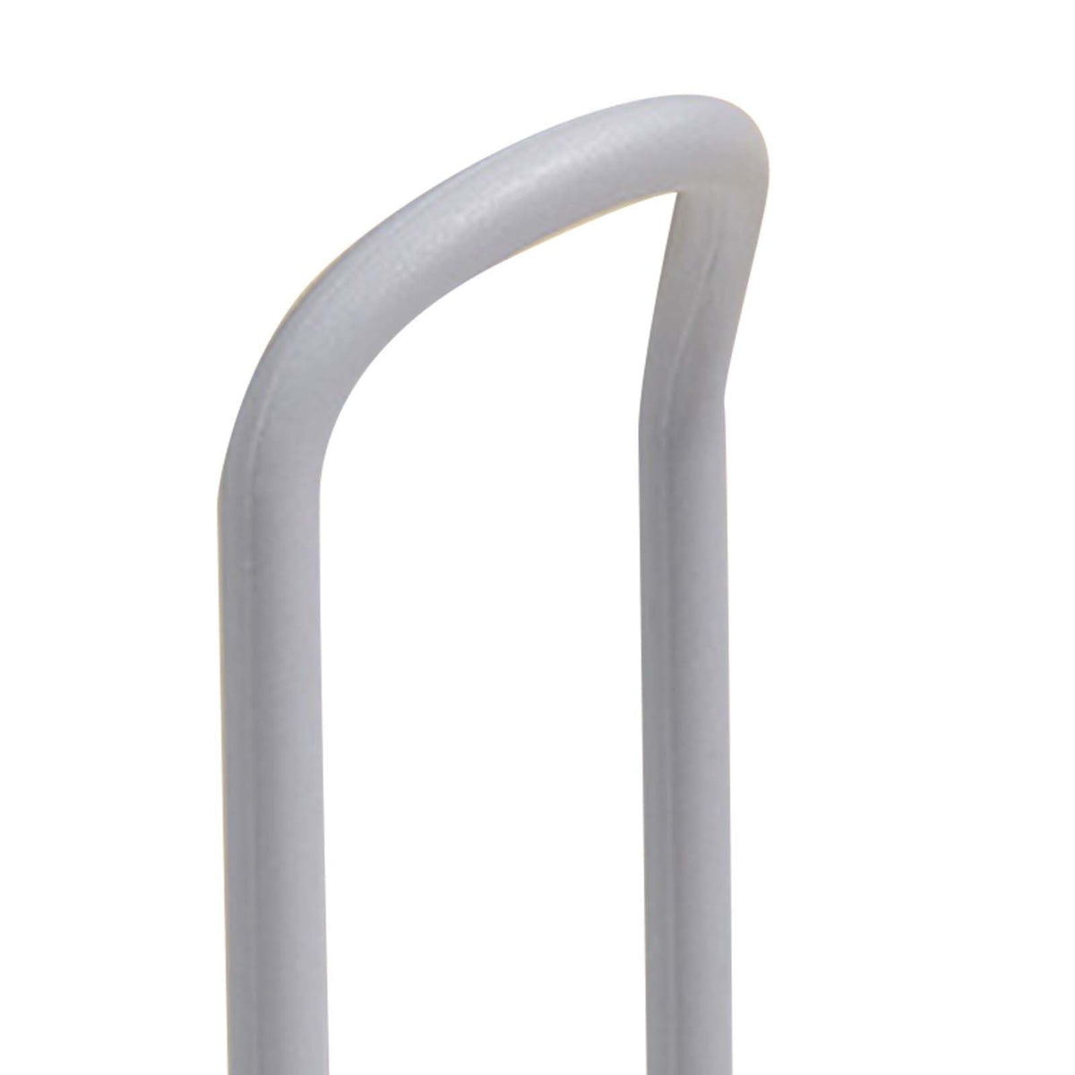 Bowl Organizer Multiple Functional, grey plastic dish organiser with a tall curved carry handle and slim upright frame