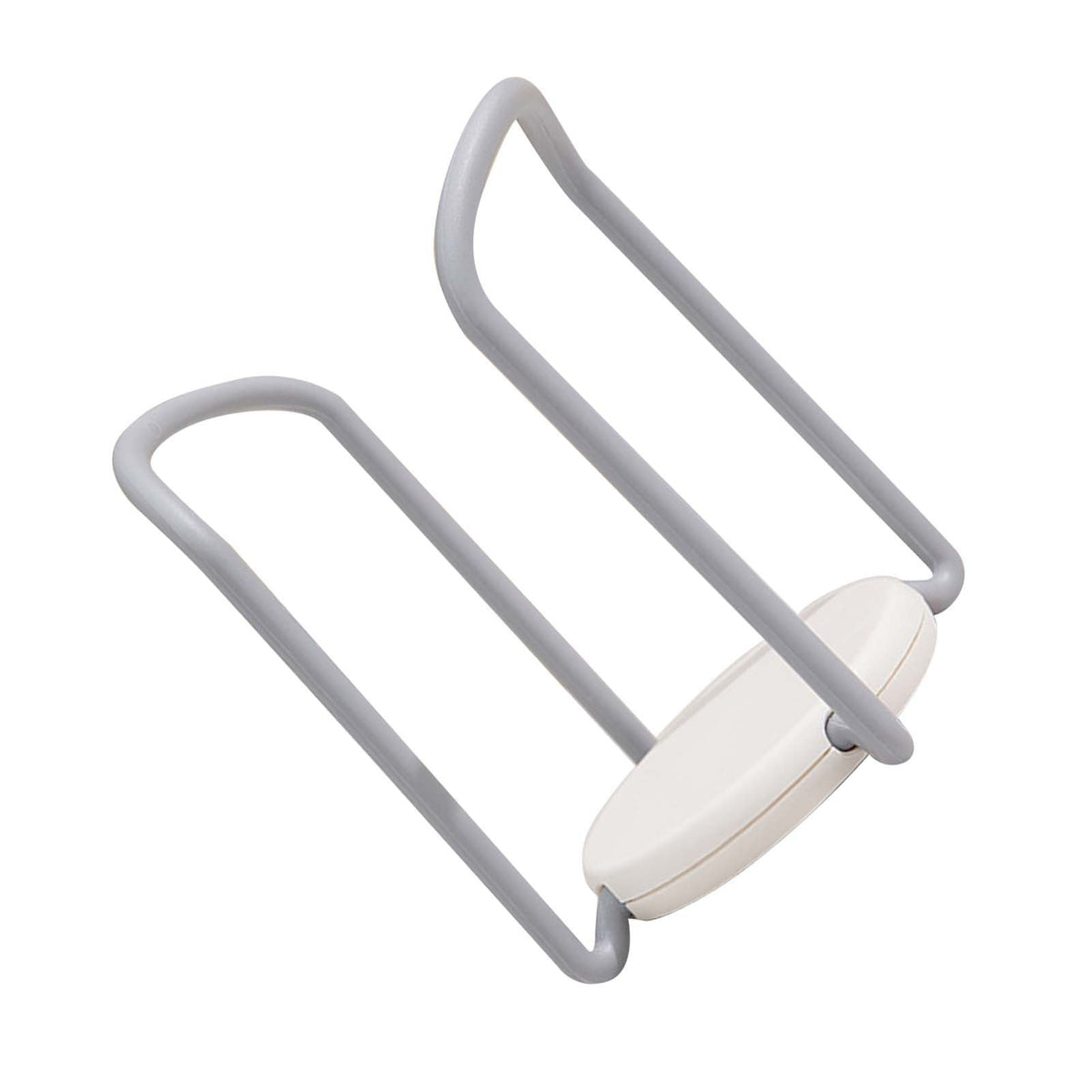 Bowl Organizer Multiple Functional with grey plastic wire arms and a white central sliding adjustable connector