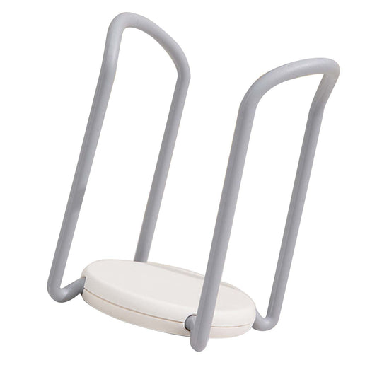 Bowl Organizer Multiple Functional dish holder with a white oval base and two tall grey plastic side supports