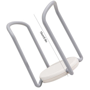 Bowl Organizer Multiple Functional in grey and white plastic, featuring a compact oval base and two raised wire-style arms