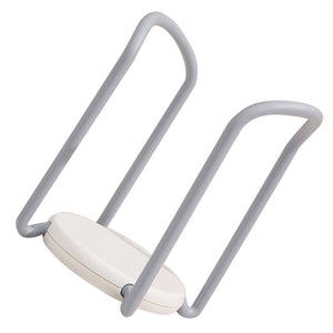Bowl Organizer Multiple Functional retractable dish organiser with grey plastic side rails and a white base, featuring raised handles
