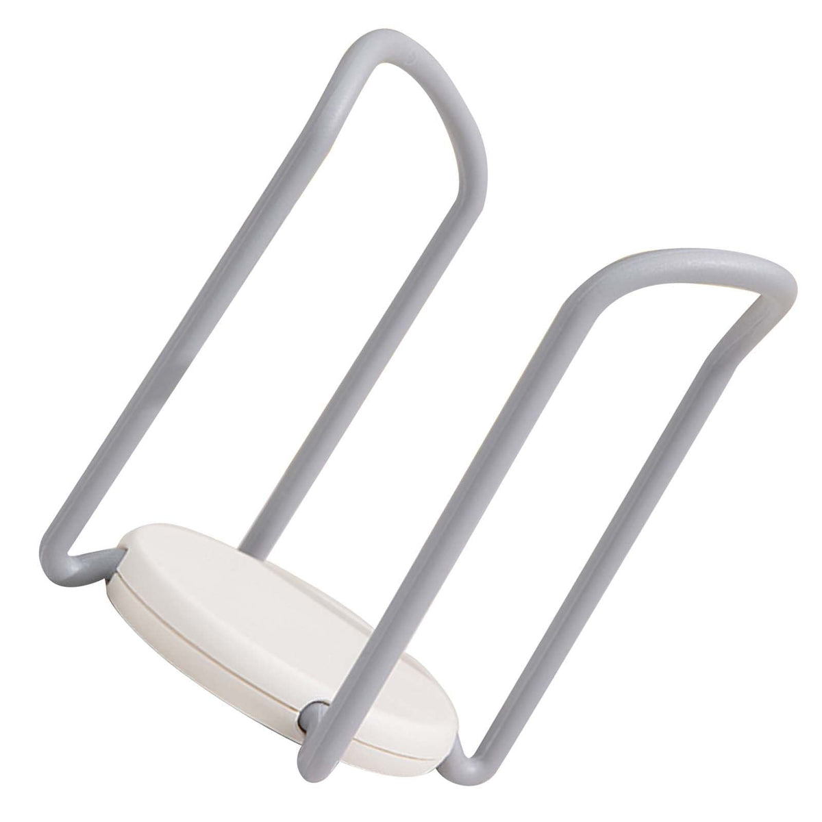 Bowl Organizer Multiple Functional retractable dish organiser with grey plastic side rails and a white base, featuring raised handles