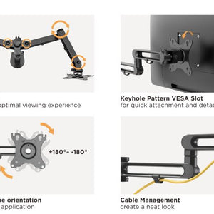 Brateck Dual Monitor Premium articulating monitor arm in black metal, with flexible joints, VESA mounts and cable management