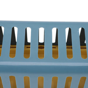Cable Organizer Box in blue plastic with elongated ventilation slots along the sides and a fitted lid