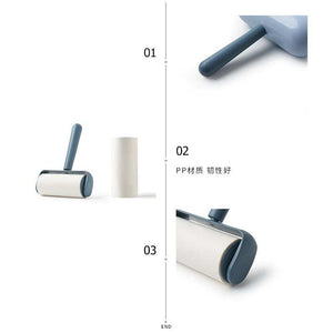 Capsule Sticky Lint Roller in blue with a white adhesive roll, slim handle and protective capsule-shaped end cap