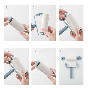 Capsule Sticky Lint Roller with a blue handle and end caps, white adhesive roll, and removable protective case