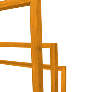 CARLA HOME Bamboo Towel rack in warm natural bamboo with a freestanding frame and three horizontal towel bars