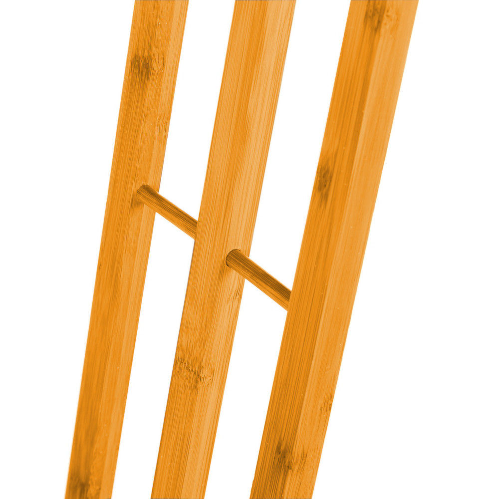 CARLA HOME Bamboo Towel rack in warm natural bamboo, showing three angled uprights joined by horizontal towel bars