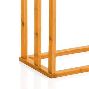 CARLA HOME Bamboo Towel rack in warm natural bamboo, with square freestanding base and upright supports