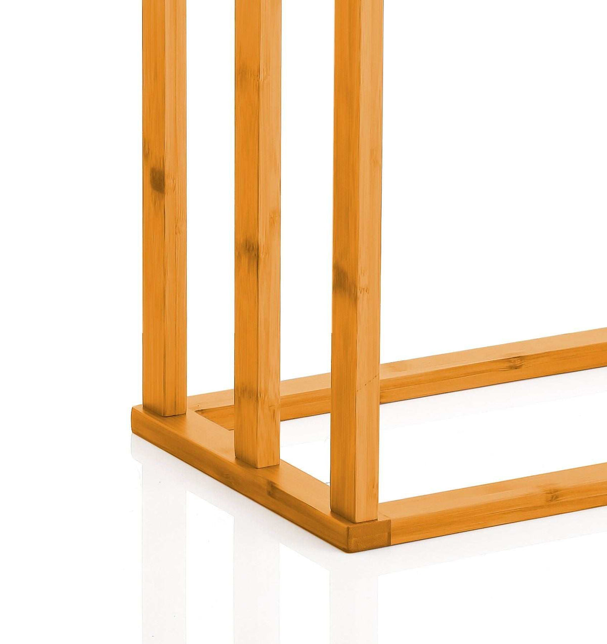 CARLA HOME Bamboo Towel rack in warm natural bamboo, with square freestanding base and upright supports