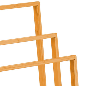 CARLA HOME Bamboo Towel rack with three staggered horizontal bars, made of smooth natural honey-coloured bamboo