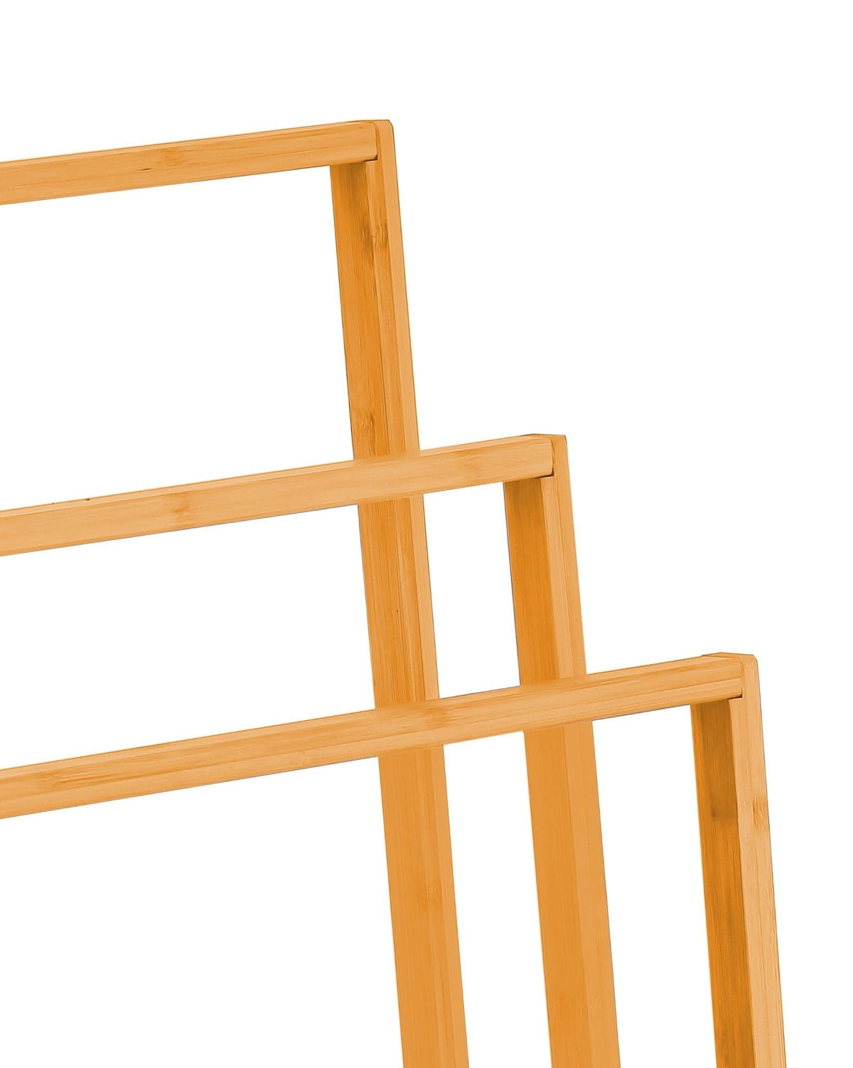 CARLA HOME Bamboo Towel rack with three staggered horizontal bars, made of smooth natural honey-coloured bamboo