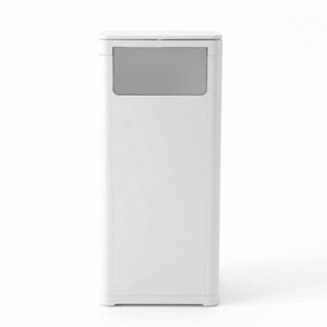 Cefito 30L Commercial Trash Can in white polypropylene with a rectangular body and grey front push-flap lid.