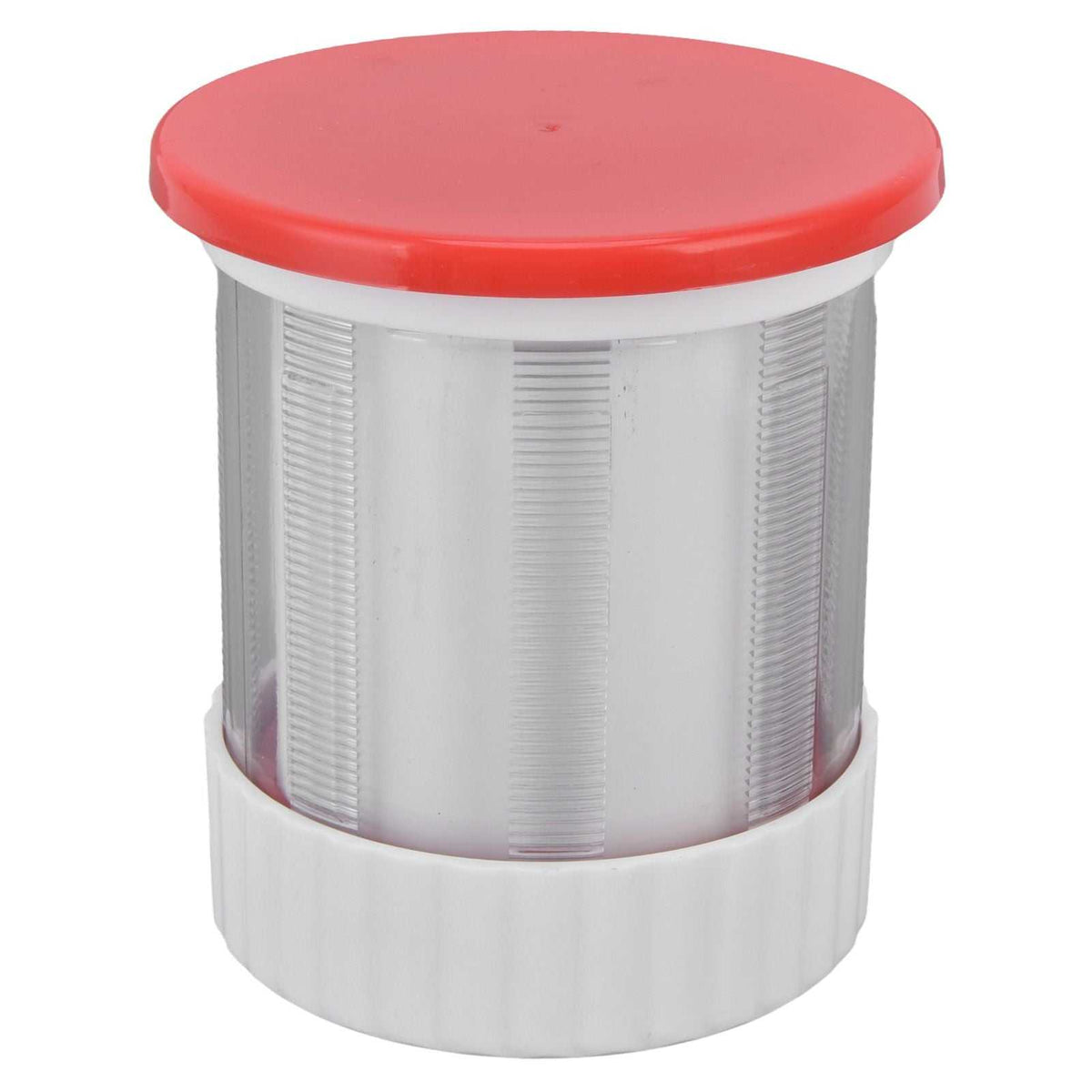 Cheese Grater Home Kitchen with a white plastic cylindrical body, red lid, and built-in stainless steel grating drum