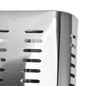 Chopsticks Hanging Organizer in silver stainless steel, with an oval shape and rows of hollow drainage slots