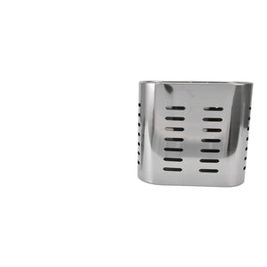 Chopsticks Hanging Organizer in silver stainless steel, with a rounded rectangular shape and rows of drainage slots