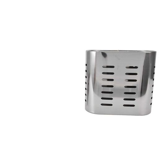 Chopsticks Hanging Organizer in silver stainless steel, with a rounded rectangular shape and rows of drainage slots