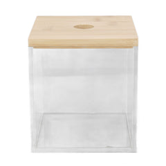 Clear Acrylic Coffee Capsule Holder with Flip Lid – 16 Capsule Capacity, Bamboo Base, Countertop Organiser