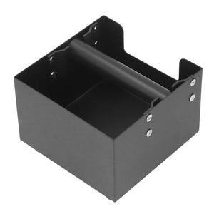 Coffee Knock Box in matte black with a square stainless steel body and a sturdy rubber-wrapped crossbar